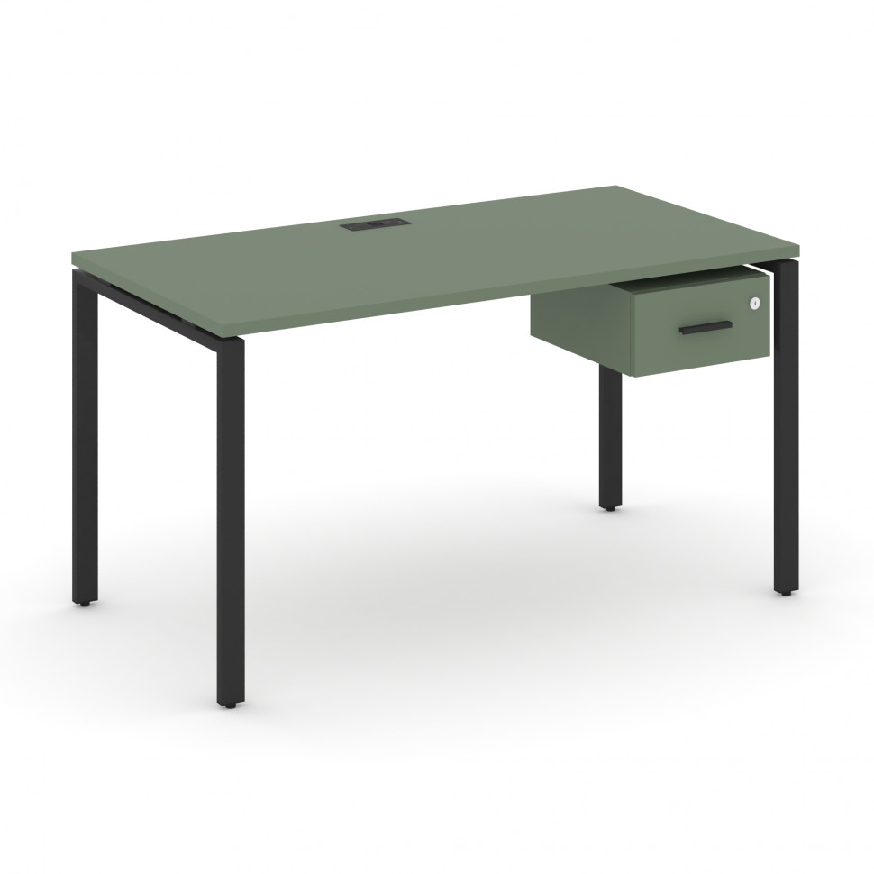 Concept Стол рабочий с подвесной тумбой с одним ящ. CN.SP-111 B Кобо/Металл Черный 1380*720*750