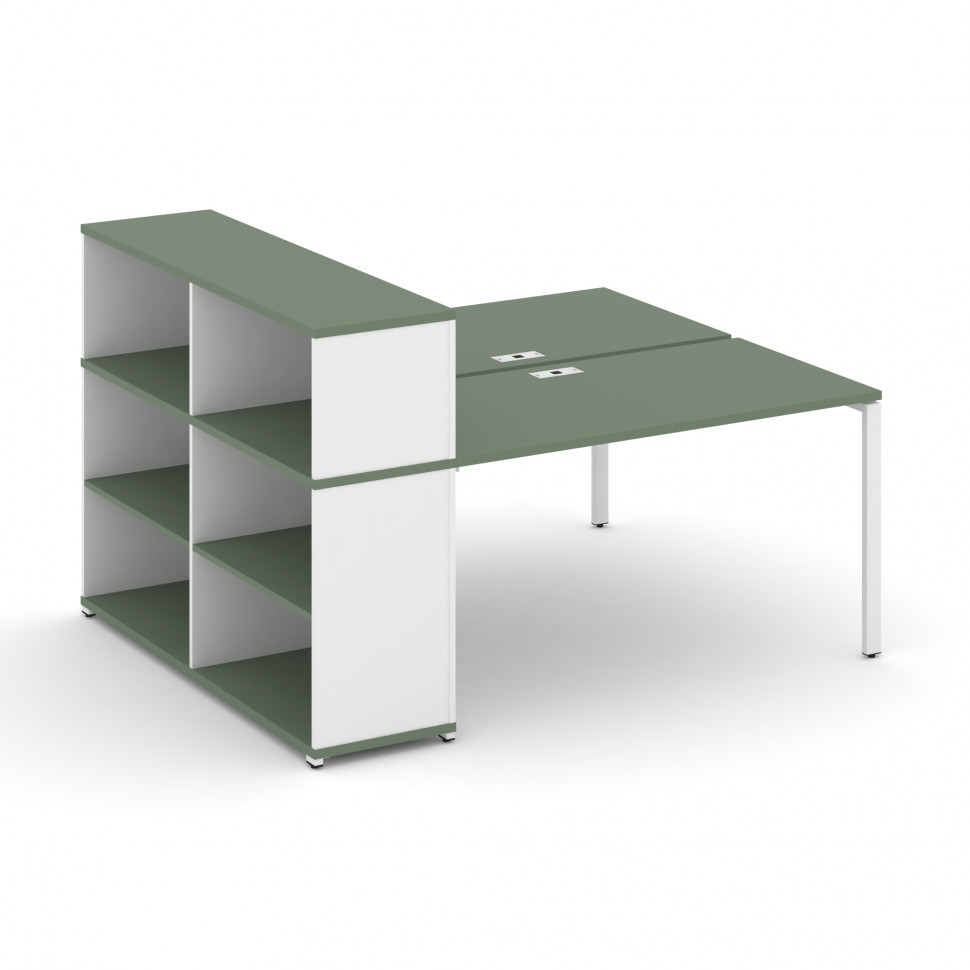 Concept Рабочая станция с опорным стеллажом с надставкой низ. CN.DRS-209 Кобо/Белый Бриллиант/Металл