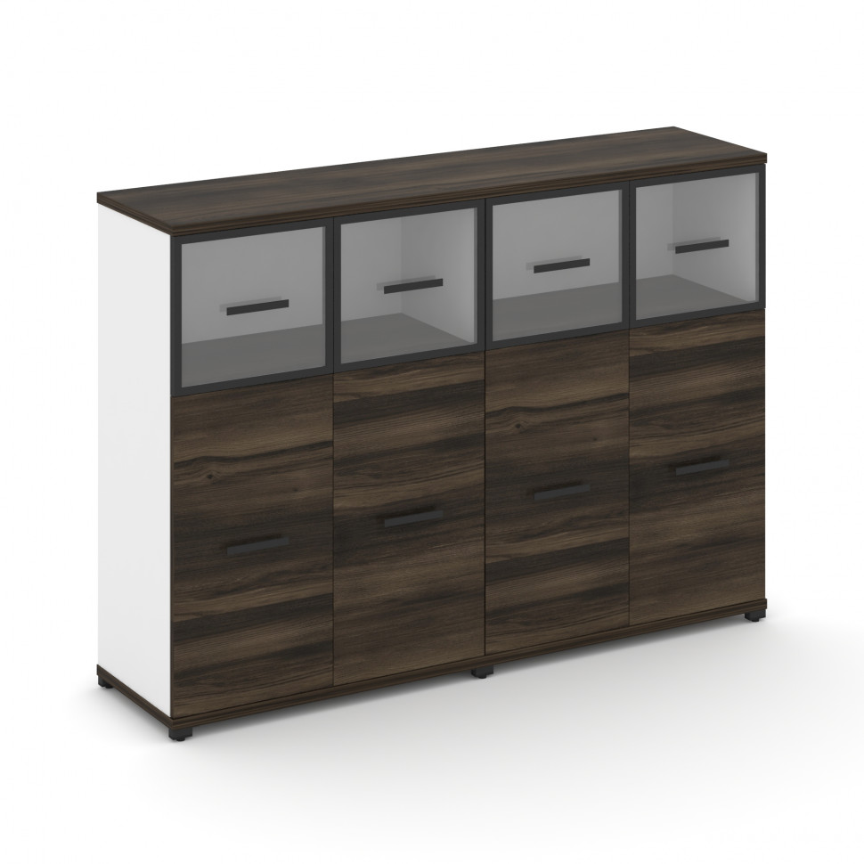 Concept Шкаф 2 широкие секции, 3 ниши CN.STS-324 RPB B Дуб Мали/Белый Бриллиант/Металл Черный/Прозра