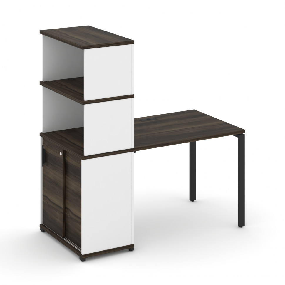 Concept Стол рабочий с опорным шкафом-купе с надставкой выс. CN.SP-241 B Дуб Мали/Белый Бриллиант/Ме Concept Стол рабочий с опорным шкафом-купе с надставкой выс. CN.SP-241 B Дуб Мали/Белый Бриллиант/Ме