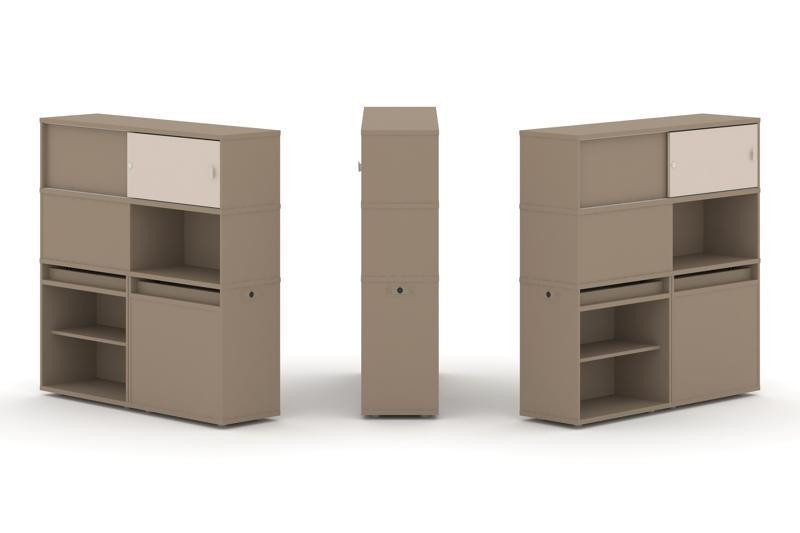 Estetica Набор №28. Тумба двойная+высокая надставка ES.NB.2V-28 Латте/Капучино 1500*410*1520