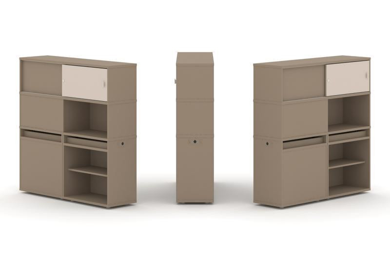 Estetica Набор №28. Тумба двойная+высокая надставка ES.NB.2V-28 Латте/Капучино 1500*410*1520