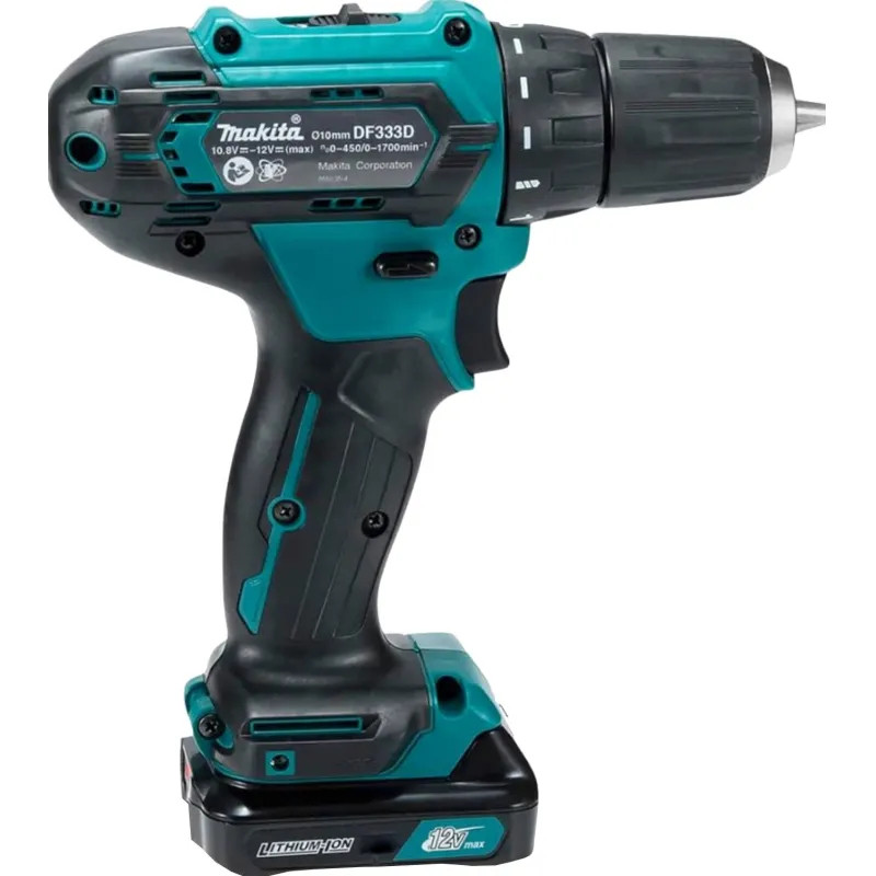 Дрель-шуруповерт аккумуляторная MAKITA 12В, 2АКБ (2.0Ач), 30Нм (DF333DWAE)