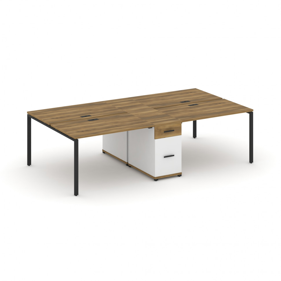 Concept Рабочая станция 4 места с 1 опорной тумбой CN.DRS-422 B Сандал Янтарный/Белый Бриллиант/Мета Concept Рабочая станция 4 места с 1 опорной тумбой CN.DRS-422 B Сандал Янтарный/Белый Бриллиант/Мета