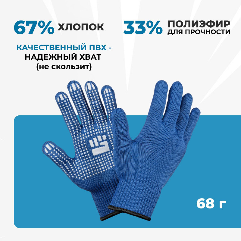 Перчатки двухслойные 10 класс плотные синие инд/уп