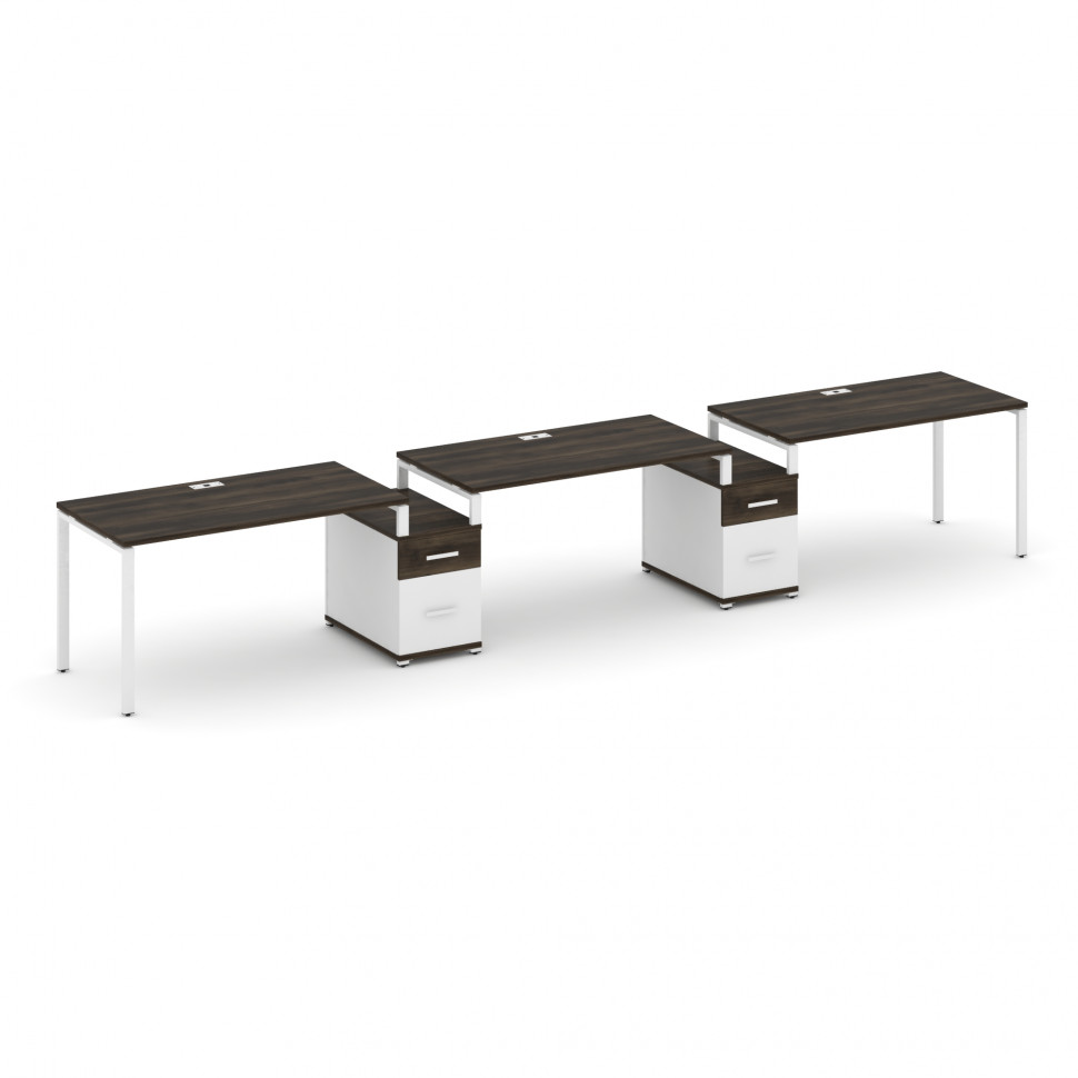 Concept Рабочая станция 3 места с 2 опорными тумбами CN.ORS-331 W Дуб Мали/Белый Бриллиант/Металл Бе