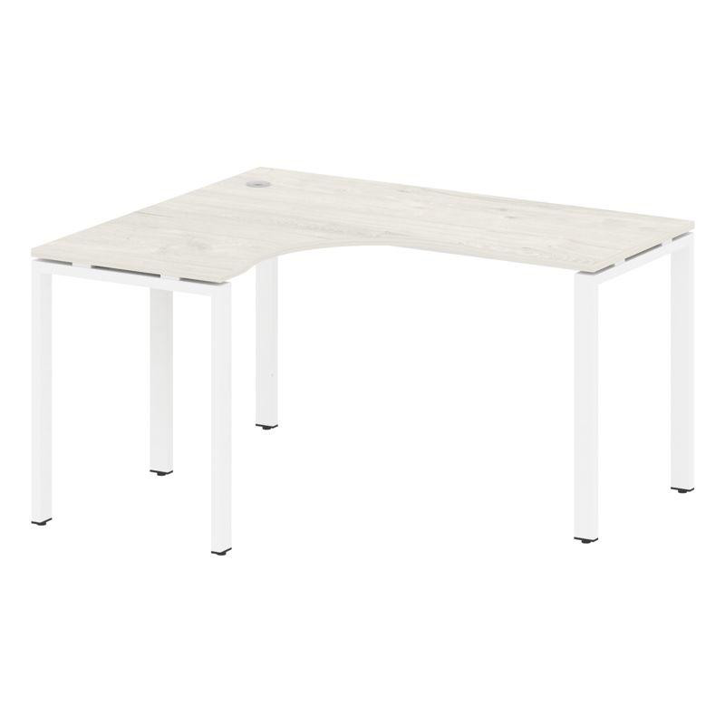 Metal System Стол криволинейный левый на П-образном м/к БП.СА-3 (L) Дуб Наварра/Металл Белый 1400*12