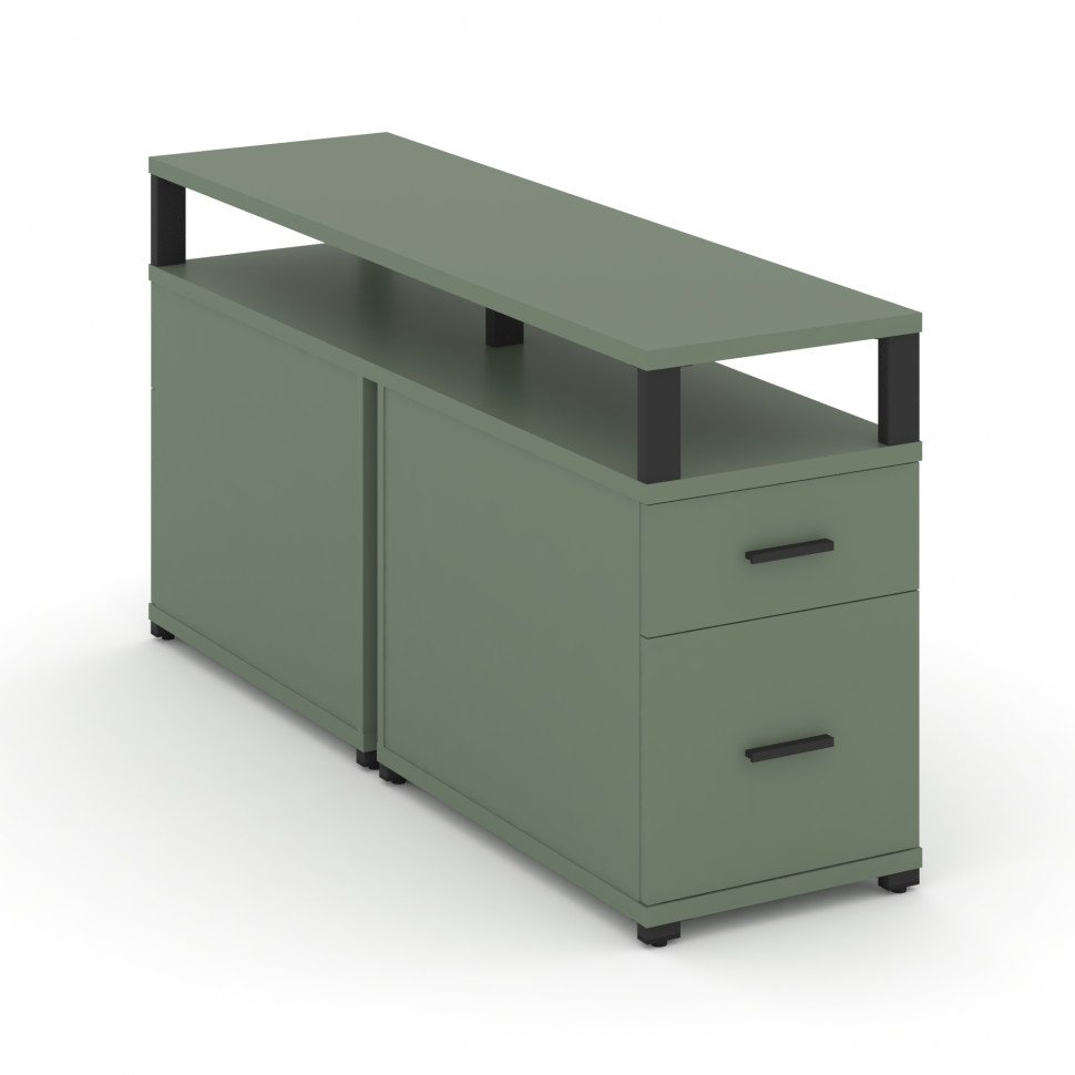 Concept Тумба двухсторонняя приставная 1 ящ.+1 распаш. фасад с надставкой. CN.DTGP-002 B Кобо/Металл