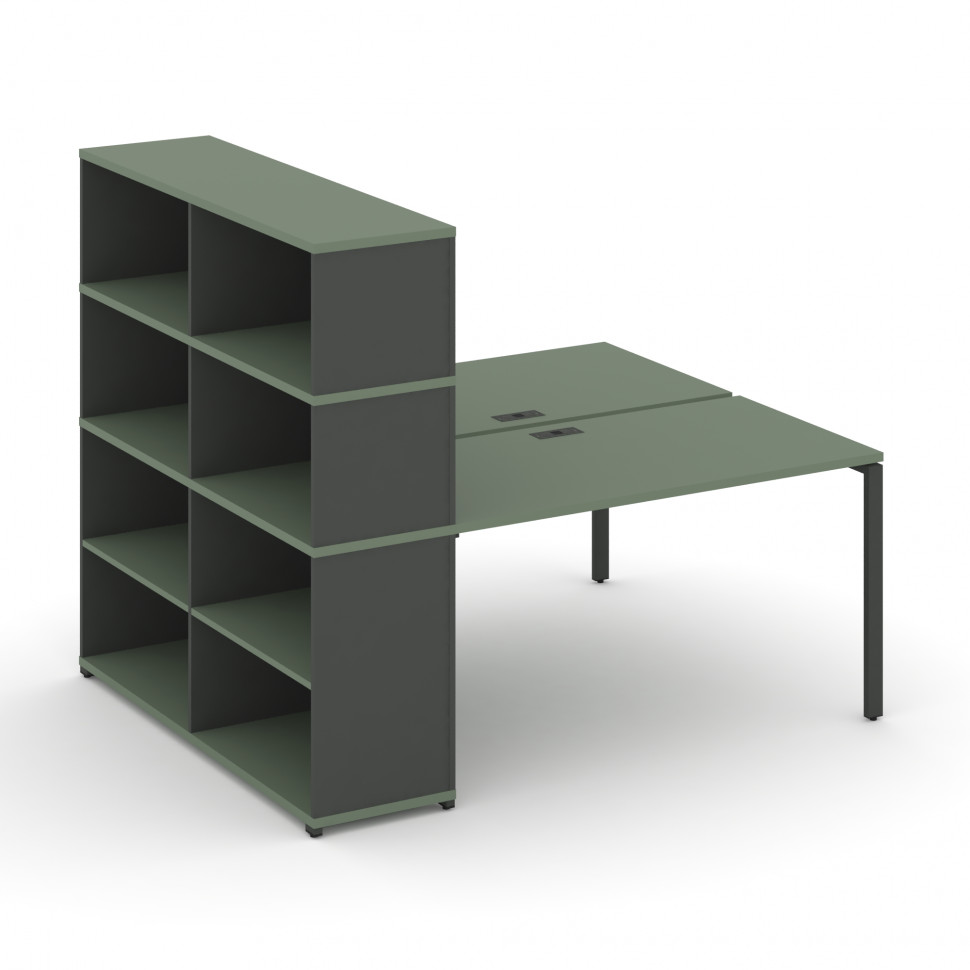 Concept Рабочая станция с опорным стеллажом с надставкой выс. CN.DRS-213 Кобо/Антрацит/Металл Антрац
