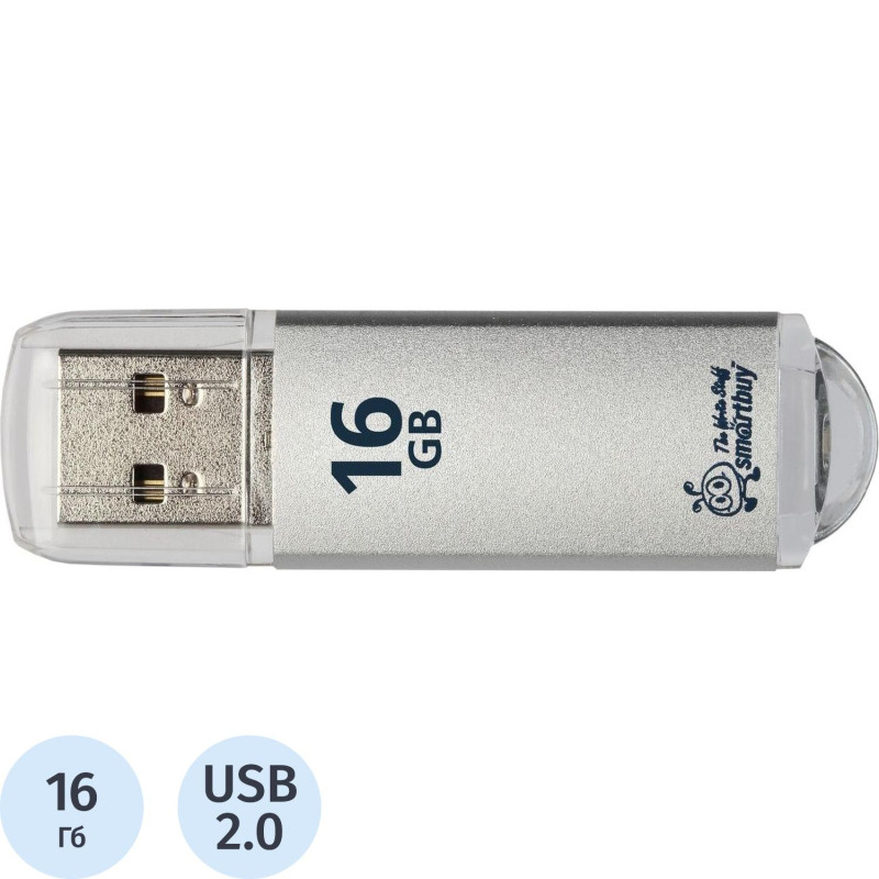 Флеш-память Smartbuy V-Cut, 16Gb, USB 2.0, сереб, SB16GBVC-S