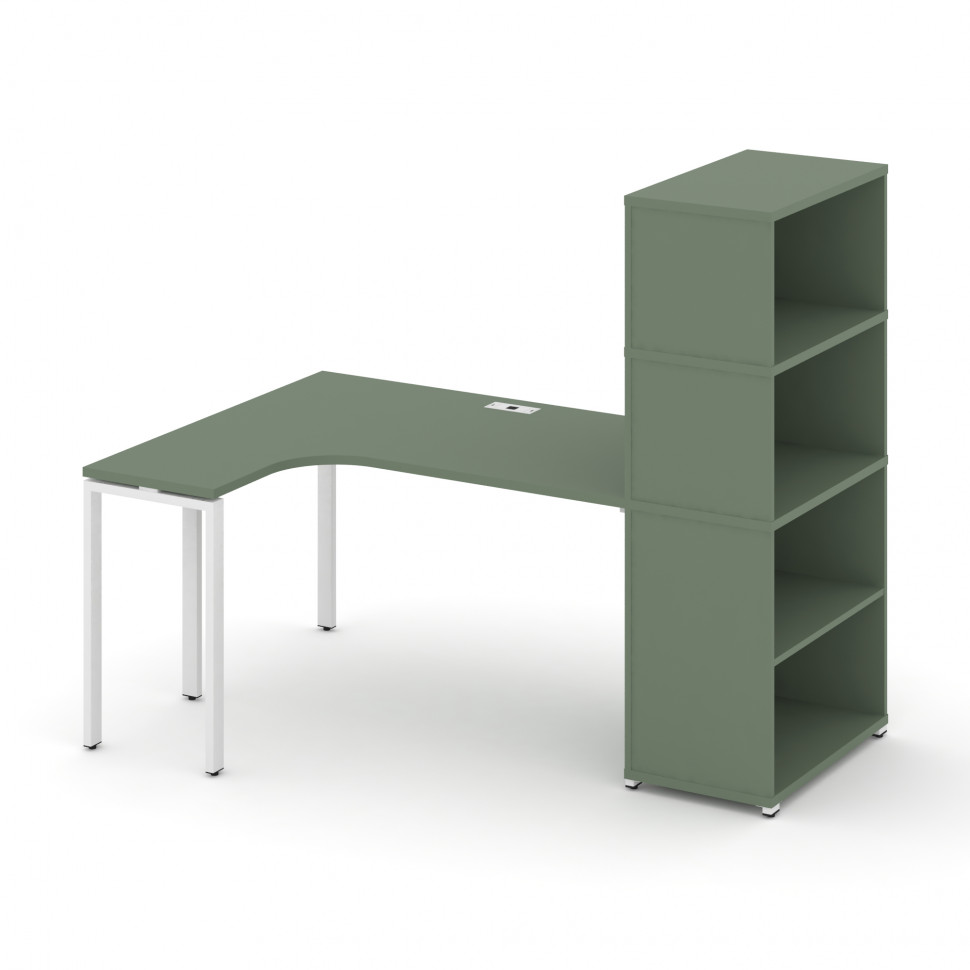 Concept Стол эргономичный с опорным стеллажом с надставкой выс. CN.SA-207(L) Кобо/Металл Белый 1800*