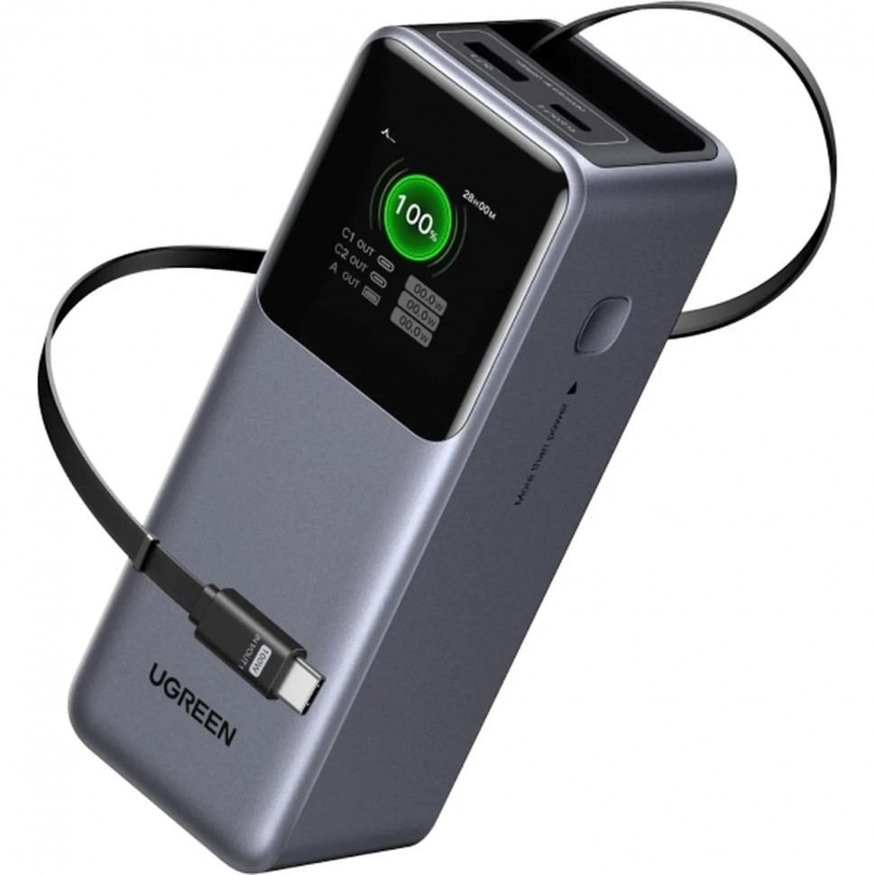 Внешний аккумулятор UGREEN PB726(95670B)165W 20000mAh USB-C&A +каб/сер.косм