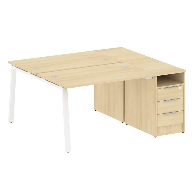 Metal System Рабочая станция с тумбой на А-образном м/к БА.РС-СТП-2.2 Акация Лорка/Металл Белый 1612