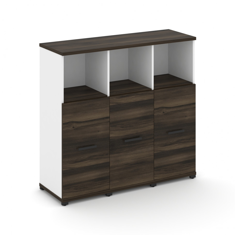 Concept Шкаф 3 узкие секции, 3 ниши CN.STU-333 B Дуб Мали/Белый Бриллиант/Металл Черный 1252*420*118