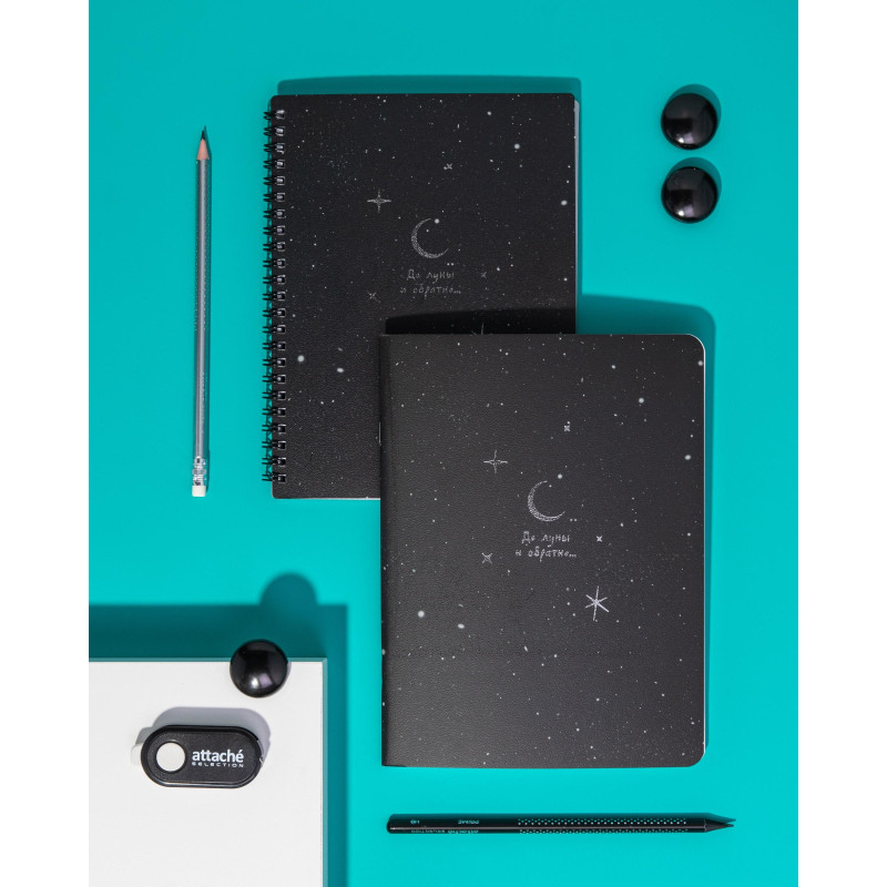 Тетрадь общая, Attache Selection Ночь 156х207 мм 80л клетка спираль