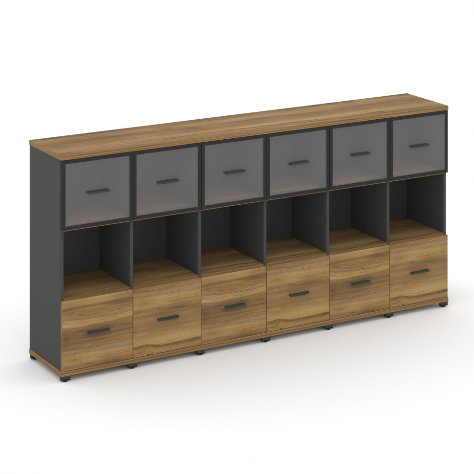 Concept Шкаф 6 узких секций, 3 ниши CN.STU-365 RPB A Сандал Янтарный/Антрацит/Металл Антрацит/Прозра