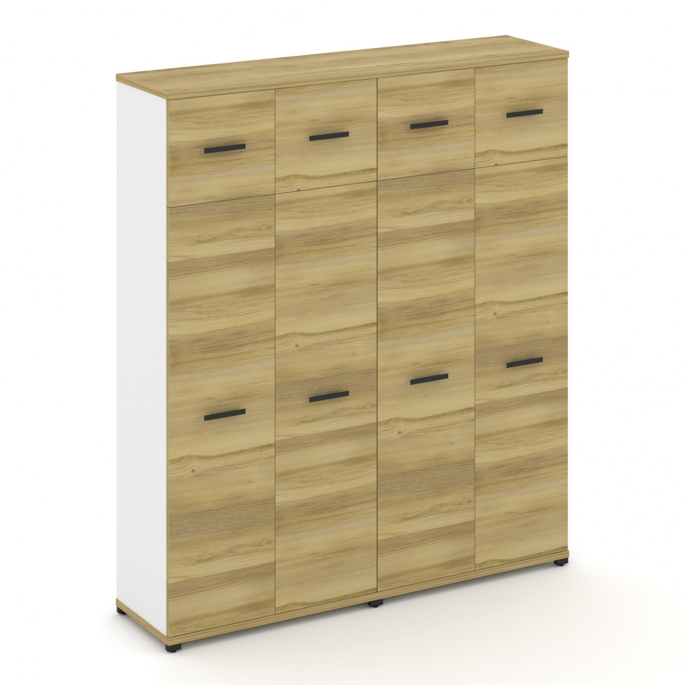 Concept Шкаф 2 широкие секции, 5 ниш CN.STS-527 B Дуб Винченцо/Белый Бриллиант/Металл Черный 1668*42