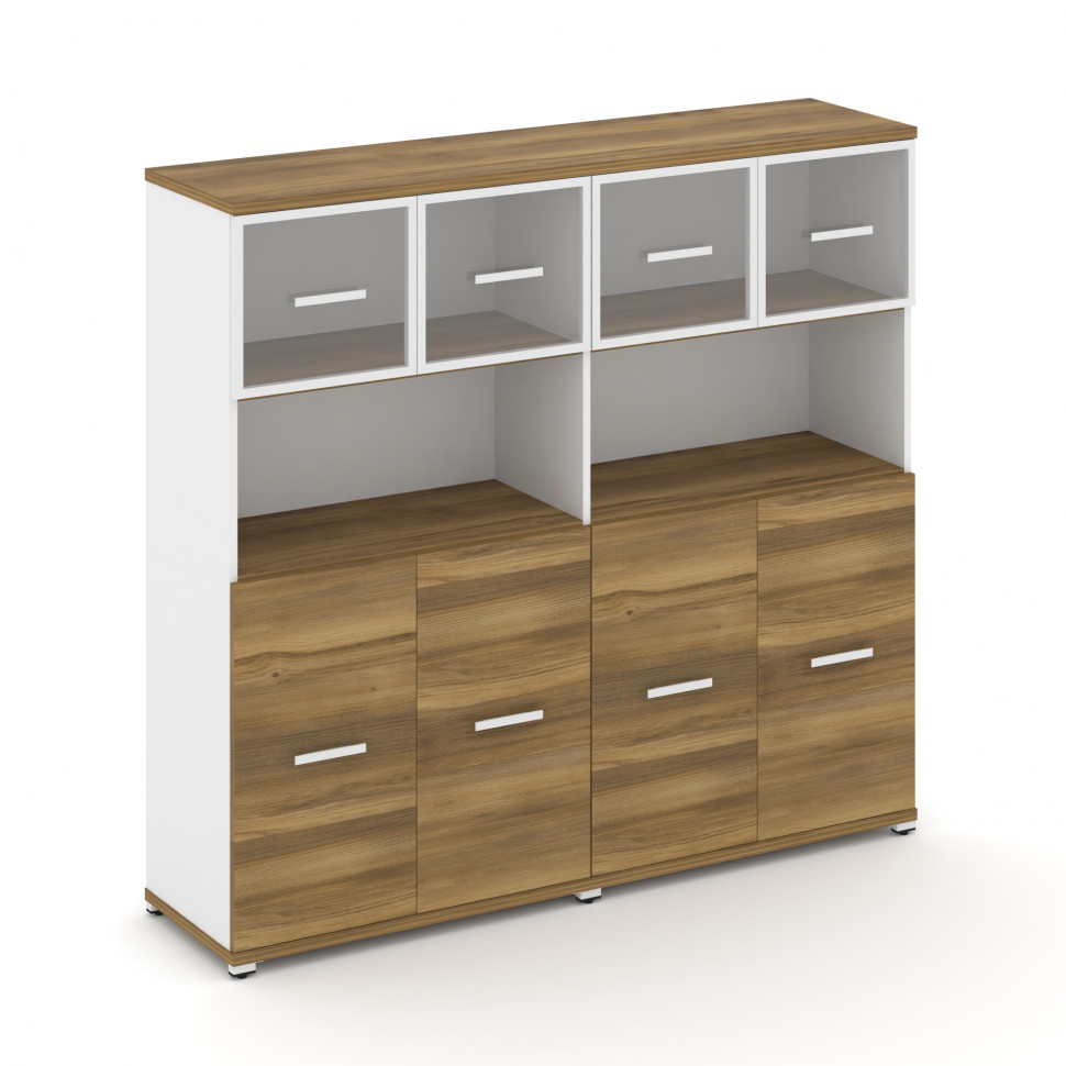 Concept Шкаф 2 широкие секции, 4 ниши CN.STS-425 RPW W Сандал Янтарный/Белый Бриллиант/Металл Белый/