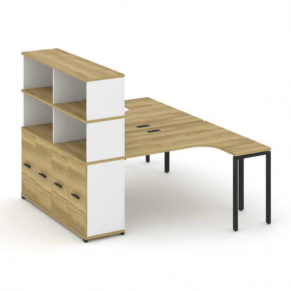 Concept Рабочая станция с опорным шкафом-купе с надставкой выс. CN.DSA-221 B Дуб Винченцо/Белый Брил