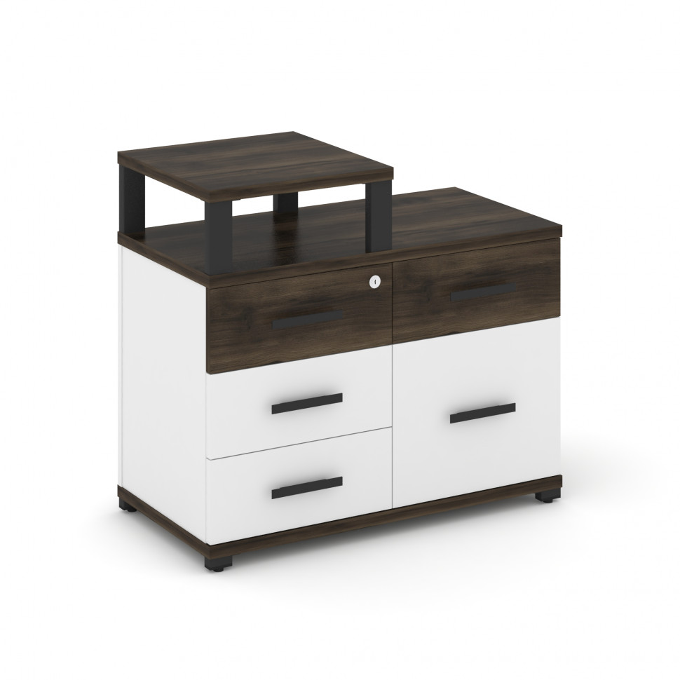 Concept Тумба приставная широкая 4 ящ.+1 распаш. фасад с надставкой узкой CN.TSP-011 B Дуб Мали/Белы