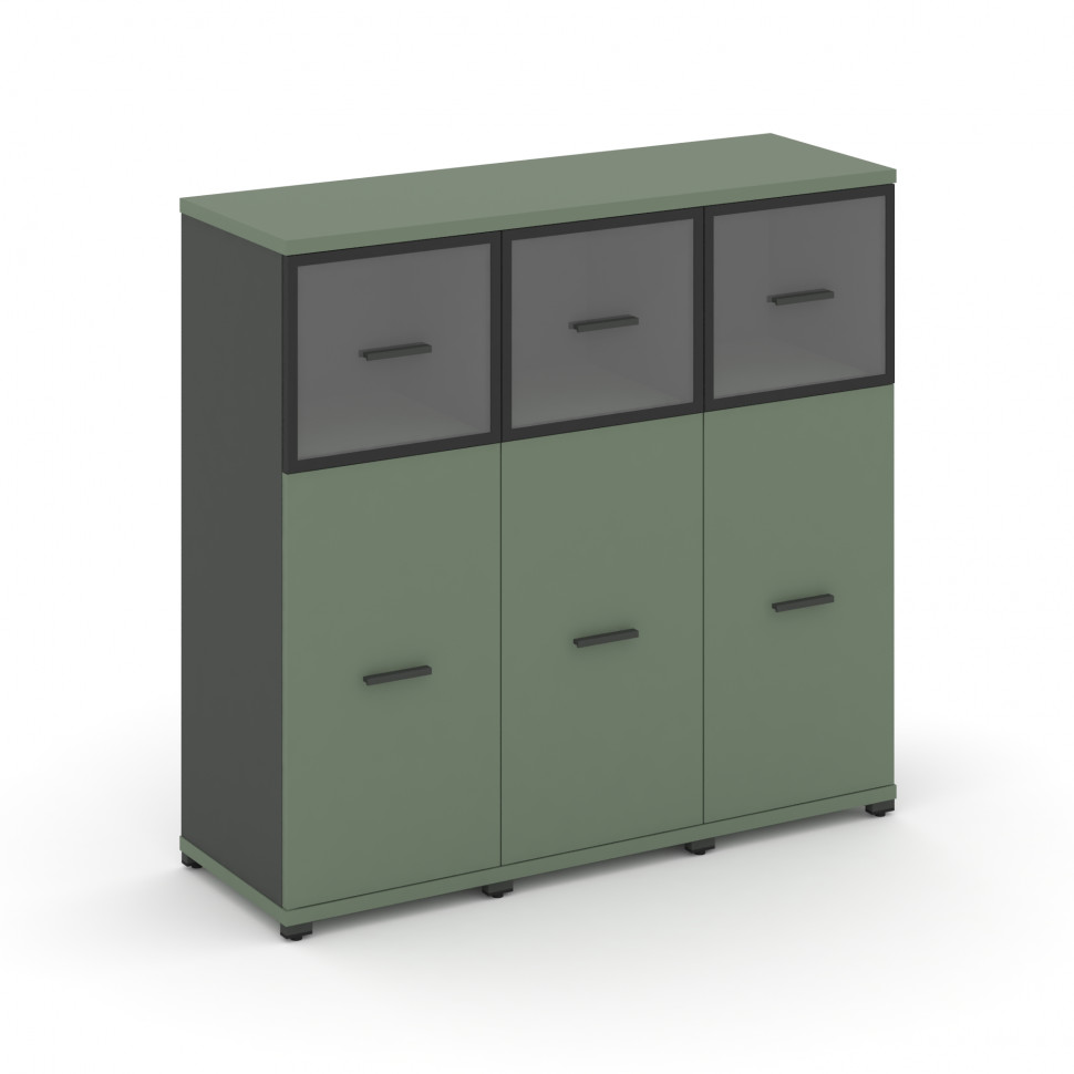 Concept Шкаф 3 узкие секции, 3 ниши CN.STU-334 RPB A Кобо/Антрацит/Металл Антрацит/Прозрачный 1252*4