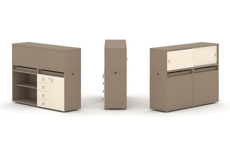 Estetica Набор №8. Тумба двойная+низкая надставка ES.NB.2N-8 Латте/Сатин 1500*410*1135