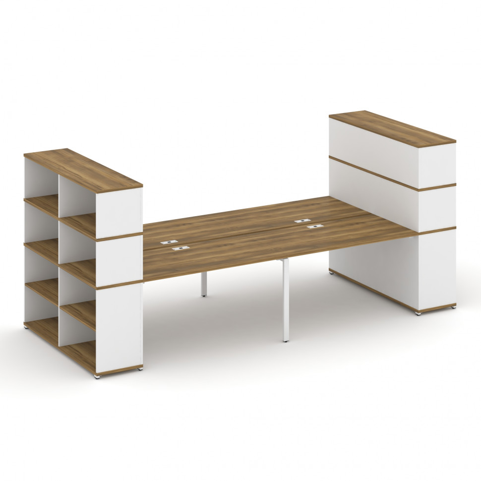Concept Рабочая станция с опорными стеллажами с надставкой выс. CN.DRS-259 Сандал Янтарный/Белый Бри Concept Рабочая станция с опорными стеллажами с надставкой выс. CN.DRS-259 Сандал Янтарный/Белый Бри