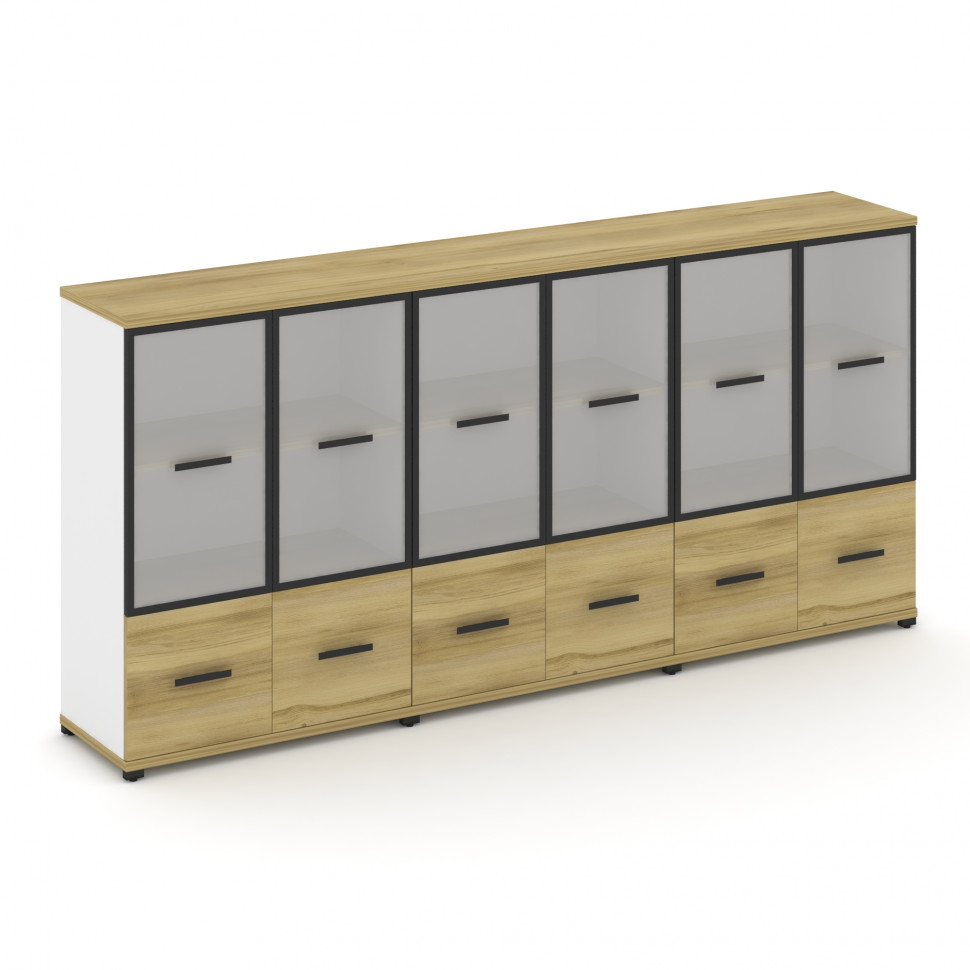 Concept Шкаф 3 широкие секции, 3 ниши CN.STS-332 RMB B Дуб Винченцо/Белый Бриллиант/Металл Черный/Са