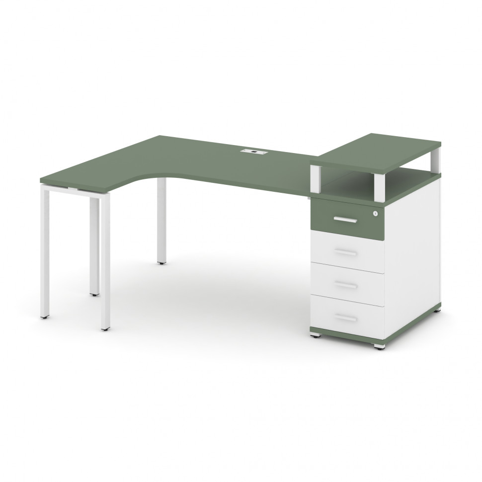 Concept Стол эргономичный CN.SA-405(L) W Кобо/Белый Бриллиант/Металл Белый 1800*1180*917 Concept Стол эргономичный CN.SA-405(L) W Кобо/Белый Бриллиант/Металл Белый 1800*1180*917