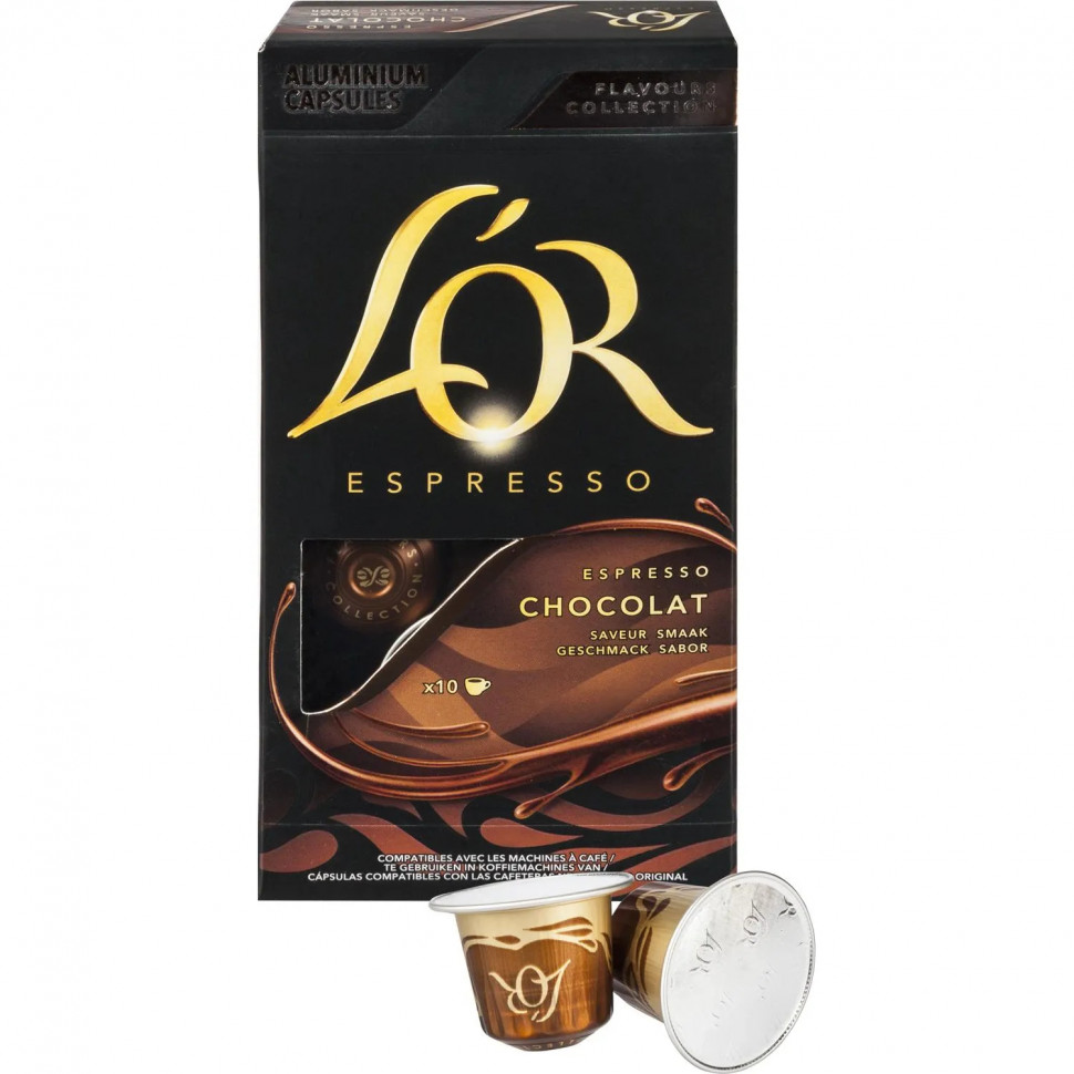 Кофе в капсулах L'OR Espresso Chocolate натуральный жареный молотый 10шт/уп