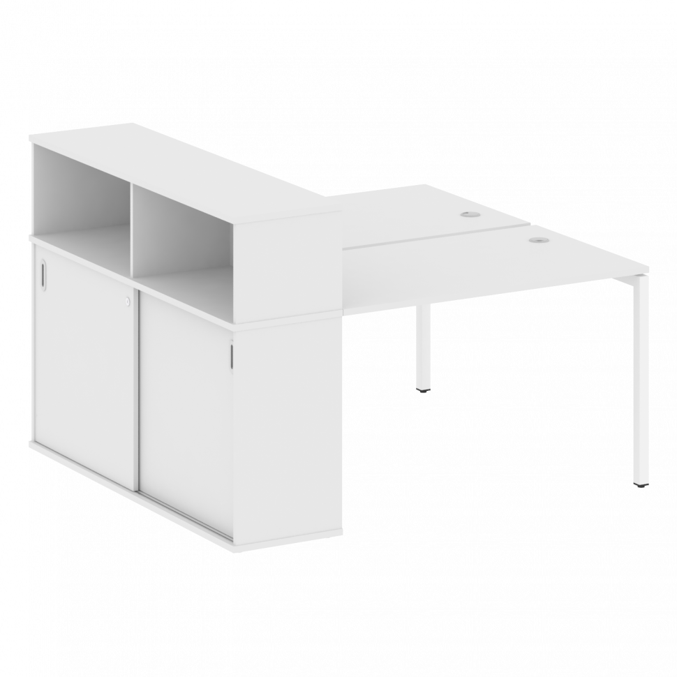 Metal System Quattro Рабочая станция с шкафом-купе на П-образном м/к 40БП.РС-СШК-2.2 Т Белый/Металл Metal System Quattro Рабочая станция с шкафом-купе на П-образном м/к 40БП.РС-СШК-2.2 Т Белый/Металл