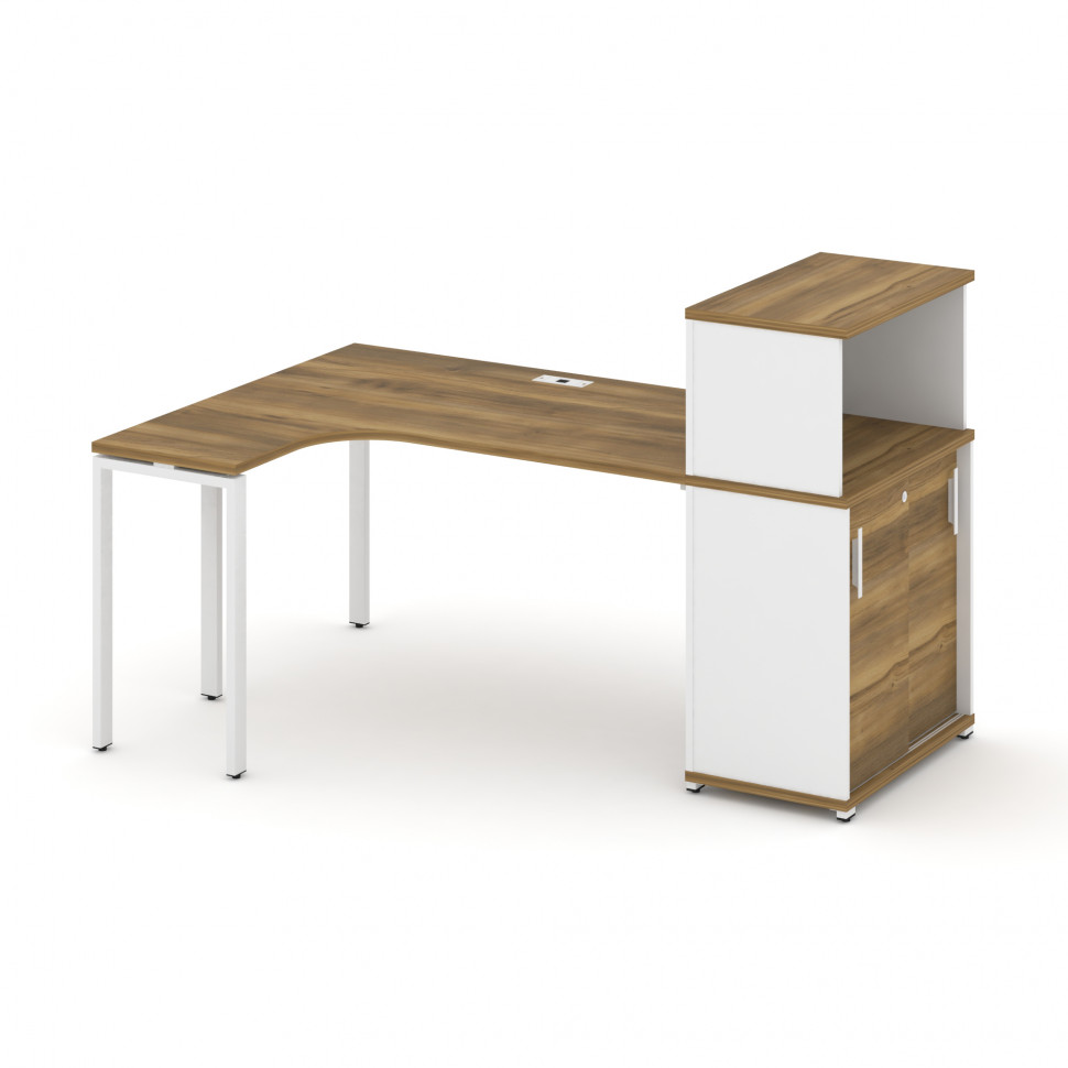 Concept Стол эргономичный с опорным шкафом-купе с надставкой низ.  CN.SA-219(L) W Сандал Янтарный/Бе