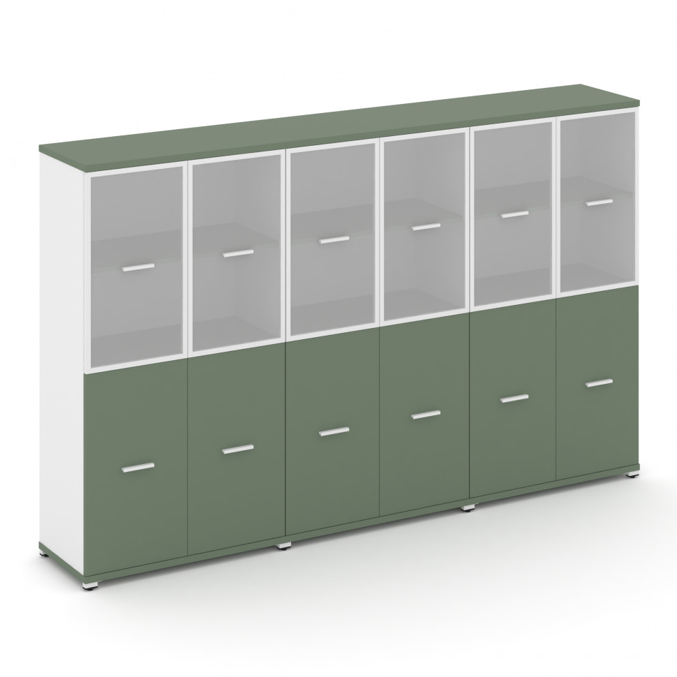 Concept Шкаф 3 широкие секции, 4 ниши CN.STS-432 RMW W Кобо/Белый Бриллиант/Металл Белый/Сатин 2500*