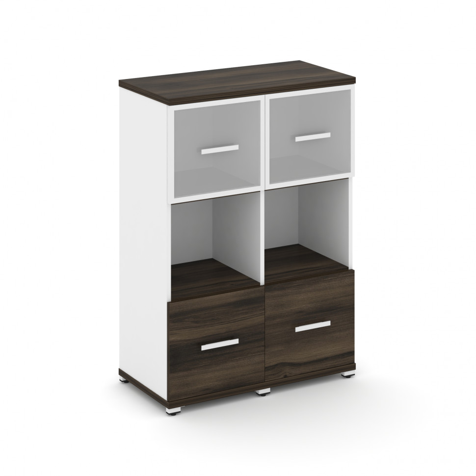 Concept Шкаф 2 узкие секции, 3 ниши CN.STU-325 RMW W Дуб Мали/Белый Бриллиант/Металл Белый/Сатин 836