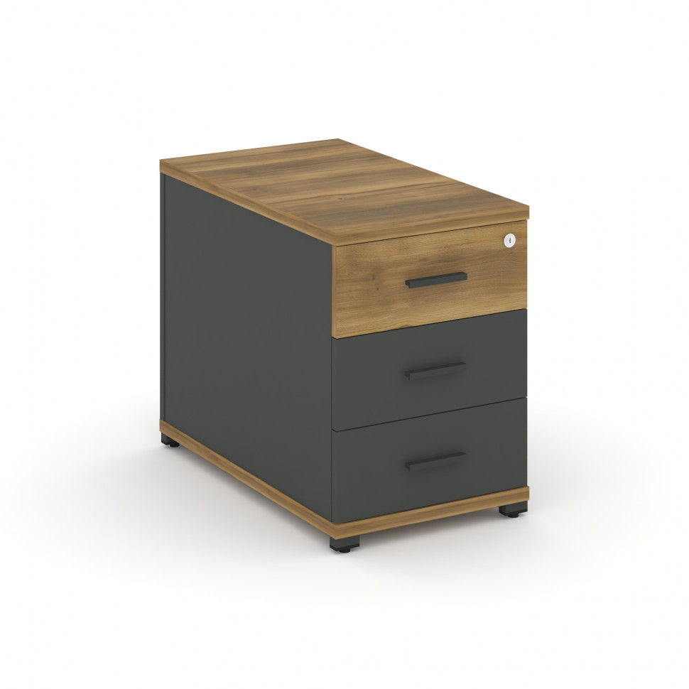 Concept Тумба опорная/приставная 3 ящ.  CN.TGO-001 A Сандал Янтарный/Антрацит/Металл Антрацит 420*72