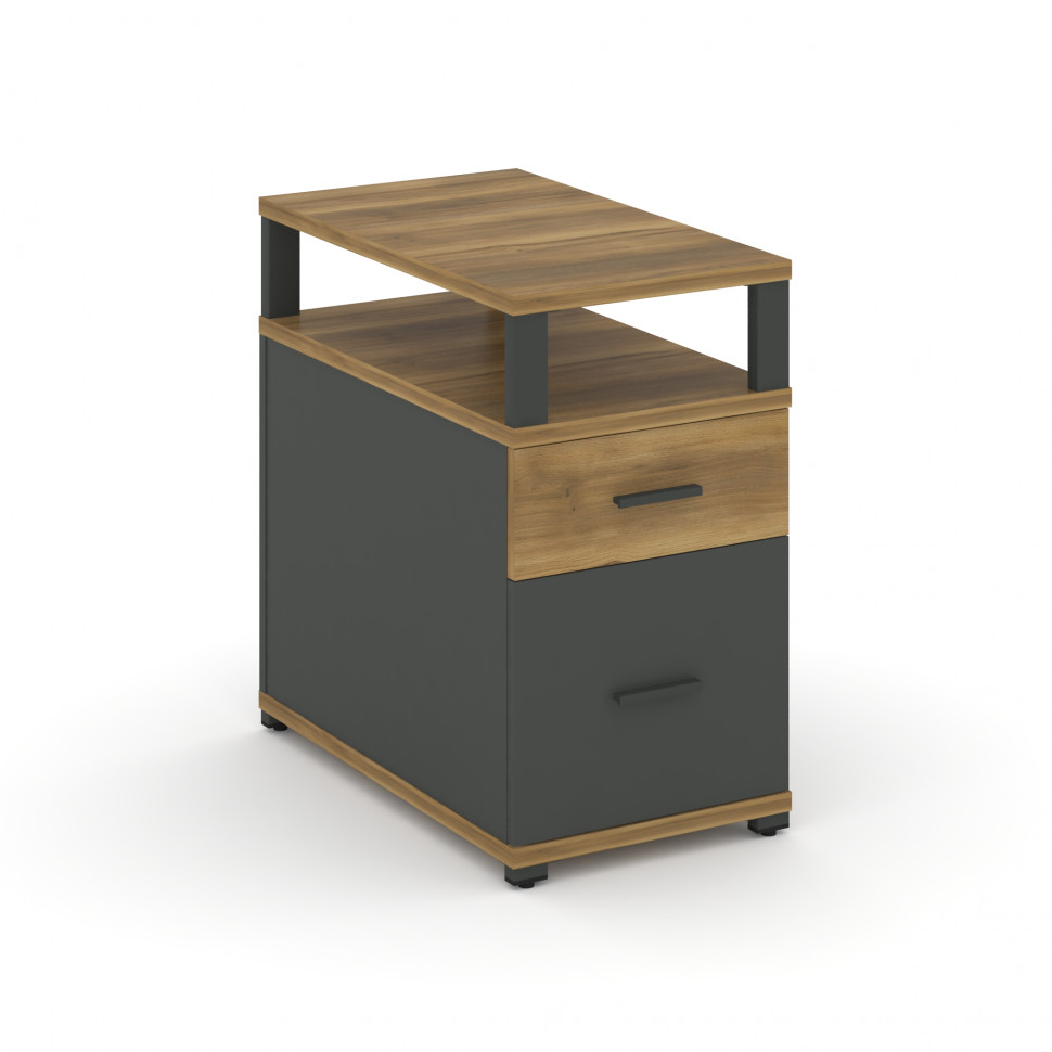 Concept Тумба приставная 1 ящ.+1 распаш. фасад с надставкой CN.TGP-002 A Сандал Янтарный/Антрацит/Ме