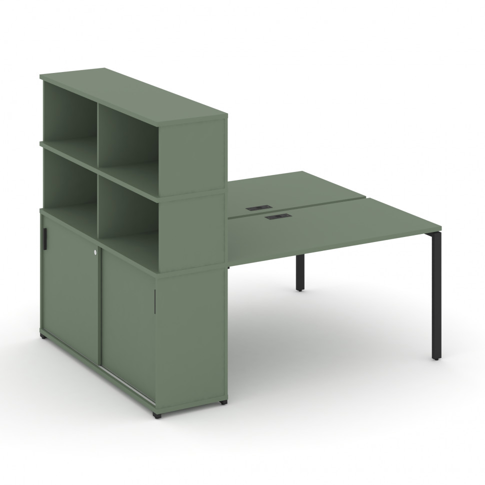 Concept Рабочая станция с опорным шкафом-купе с надставкой выс. CN.DRS-242 B Кобо/Металл Черный 1600 Concept Рабочая станция с опорным шкафом-купе с надставкой выс. CN.DRS-242 B Кобо/Металл Черный 1600