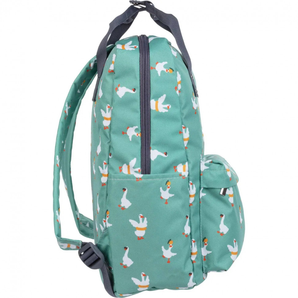 Рюкзак  Квадро Гуси,  зеленый, 1 отд., 3 кармана,37х28х13