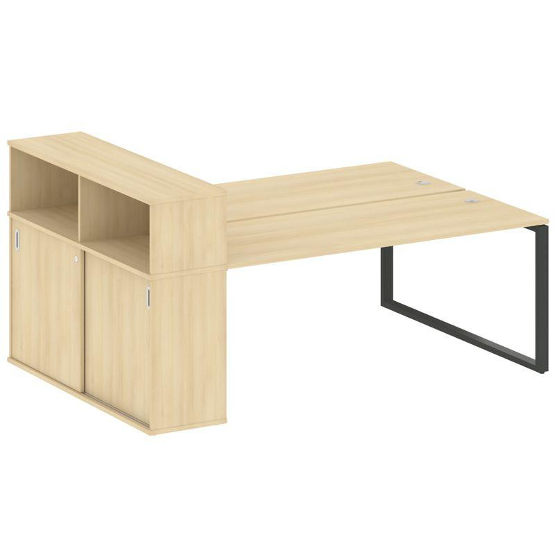 Metal System Рабочая станция с шкафом-купе на О-образном м/к БО.РС-СШК-2.5 Т Акация Лорка/Металл Ант