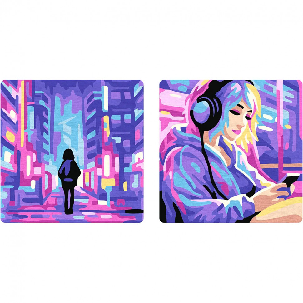 Картина по номерам (на магните) ФРЕЯ 9х9 см Неоновый город, PNBM-011