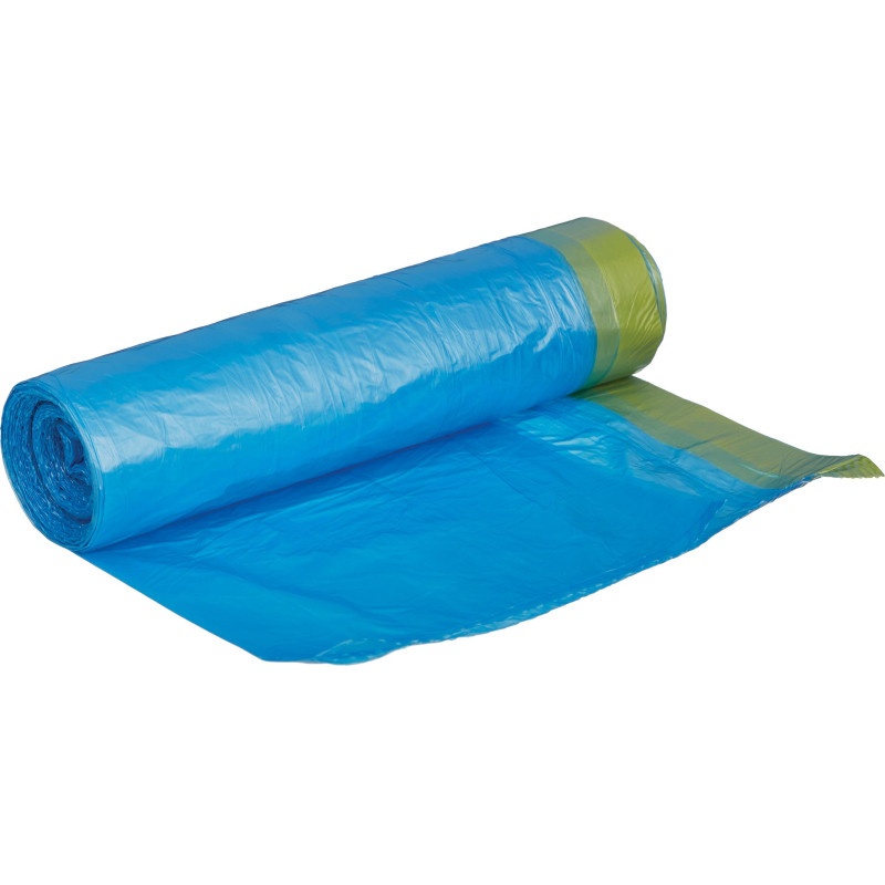 Мешки для мусора Комус 60 л с завязками синие (ПНД 12 мкм, 15 штук в рул)