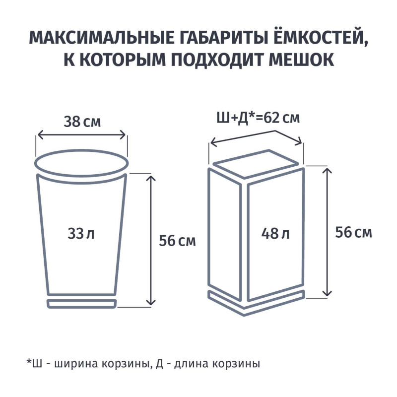 Мешки для мусора Комус 60 л с завязками синие (ПНД 12 мкм, 15 штук в рул)