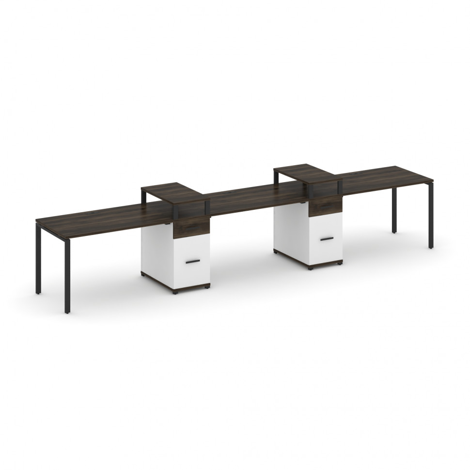 Concept Рабочая станция 3 места с 2 опорными тумбами CN.ORS-454 B Дуб Мали/Белый Бриллиант/Металл Че Concept Рабочая станция 3 места с 2 опорными тумбами CN.ORS-454 B Дуб Мали/Белый Бриллиант/Металл Че