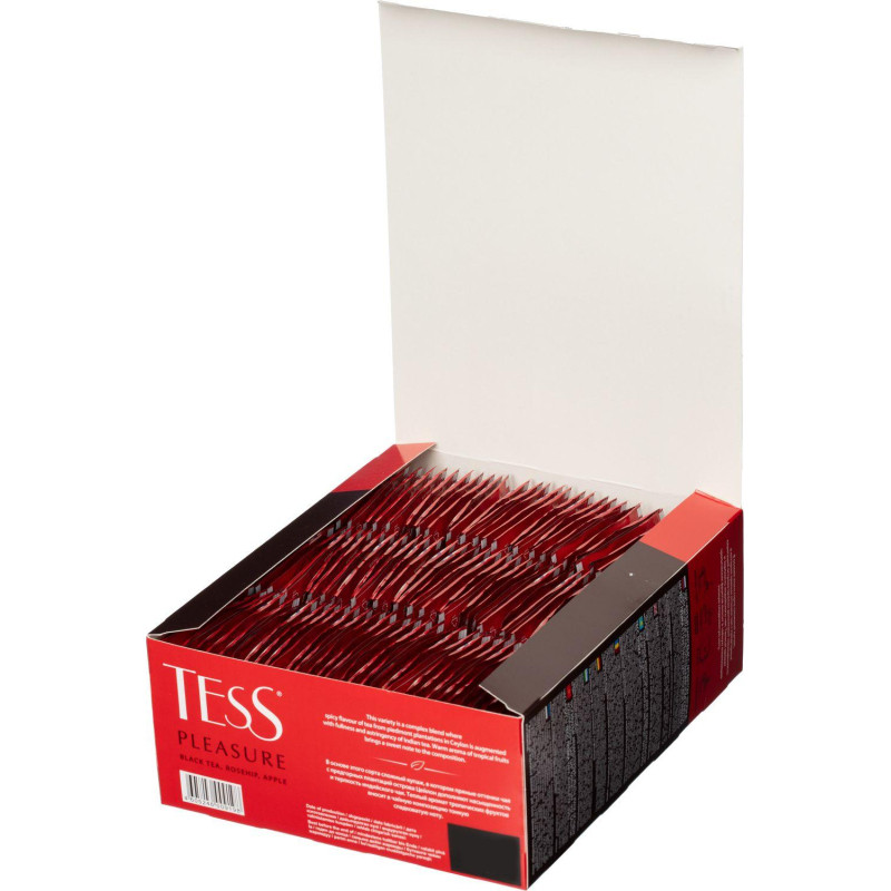 Чай черный TESS Pleasure с шиповником и яблоком 100 пак/уп, 0919-09