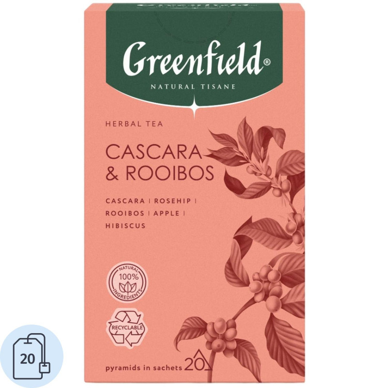 Чай Greenfield Natural Tisane Cascara &amp; Rooibos травяной, 20пак