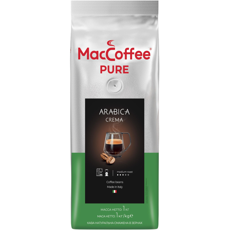 Кофе в MacCoffee PURE Arabica Crema зернах , 1 кг