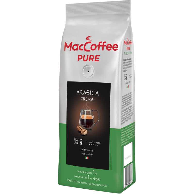 Кофе в MacCoffee PURE Arabica Crema зернах , 1 кг