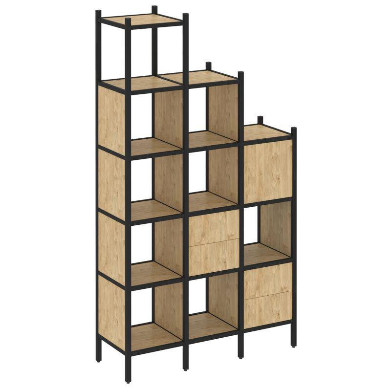 Loft Прямой стеллаж VR.L-21 Тиквуд Светлый/Металл Черный 1278*446*2280