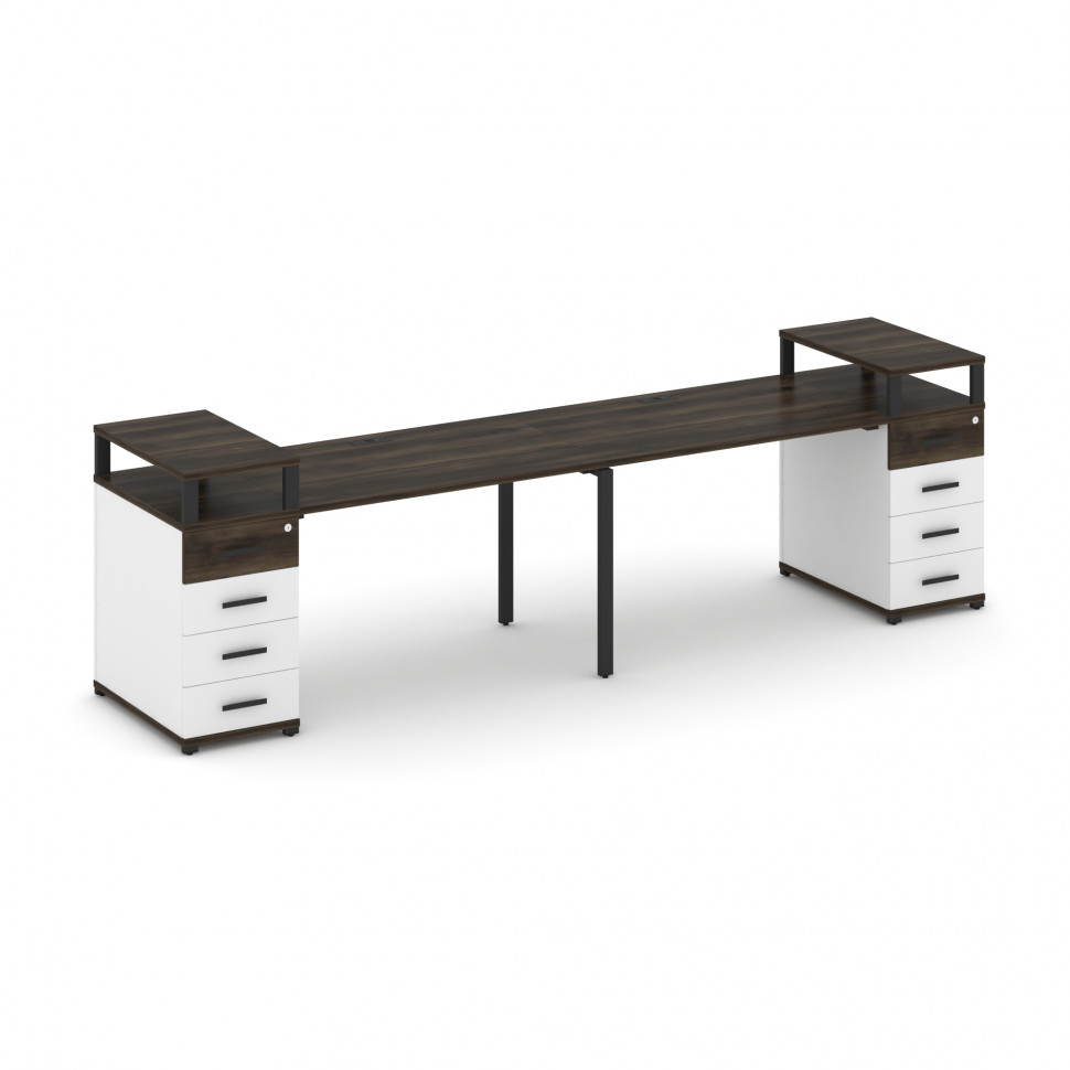 Concept Рабочая станция 2 места с 2 опорными тумбами CN.ORS-426 B Дуб Мали/Белый Бриллиант/Металл Че Concept Рабочая станция 2 места с 2 опорными тумбами CN.ORS-426 B Дуб Мали/Белый Бриллиант/Металл Че