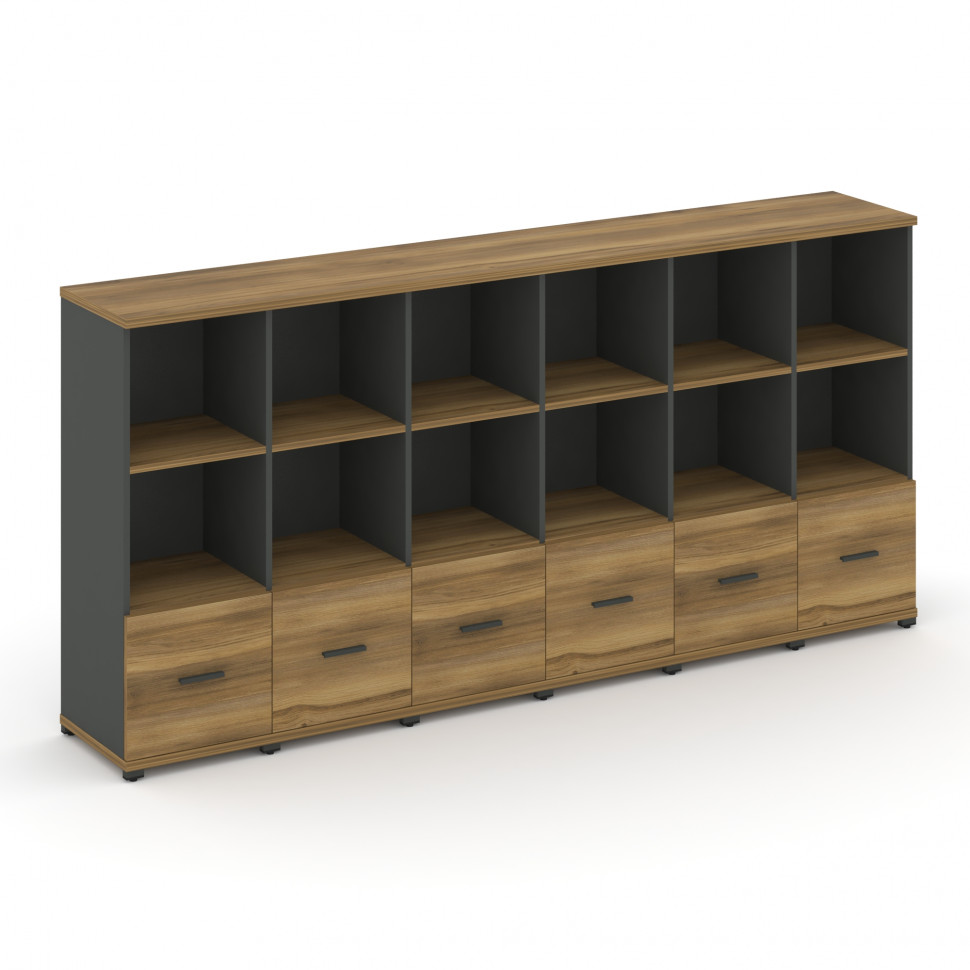 Concept Шкаф 6 узких секций, 3 ниши CN.STU-361 A Сандал Янтарный/Антрацит/Металл Антрацит 2500*420*1
